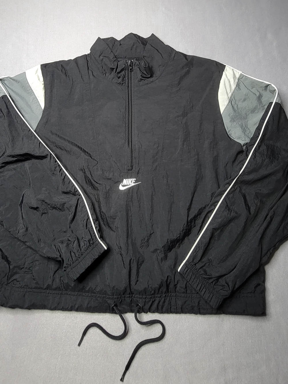 Nike Sportswear Womens Jacket Half Zip Windbreaker Pullover Black & Grey Size S